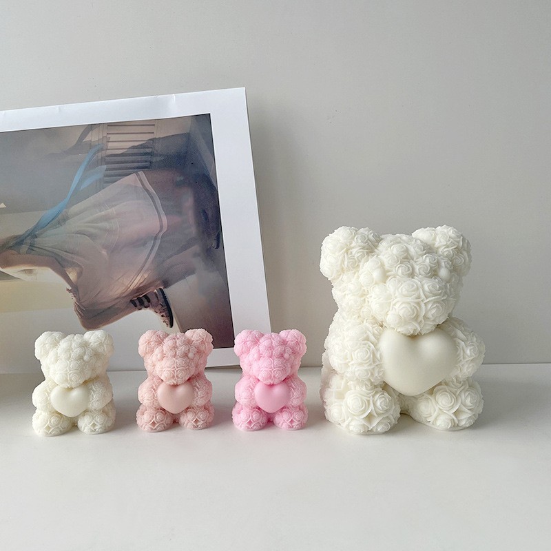 Soap Making Scents - Cetakan Silikon Lilin 3D Beruang Mawar