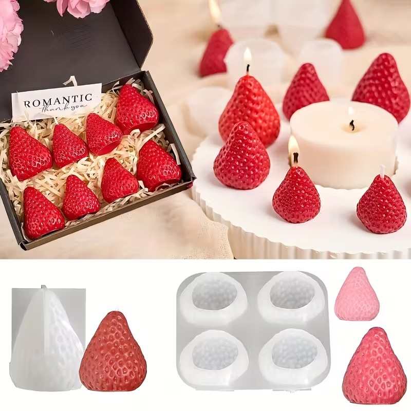 Soap Making Diy - Cetakan Lilin Silikon Bentuk Stroberi untuk