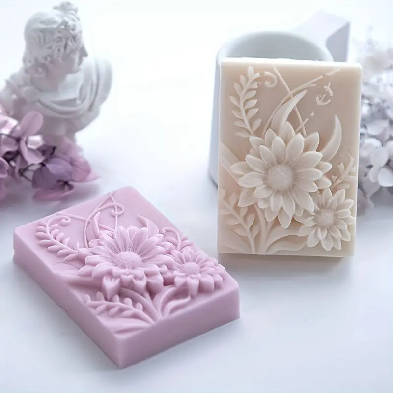 Soap Making Scents - Cetakan Silikon Sabun Persegi Bunga 3D