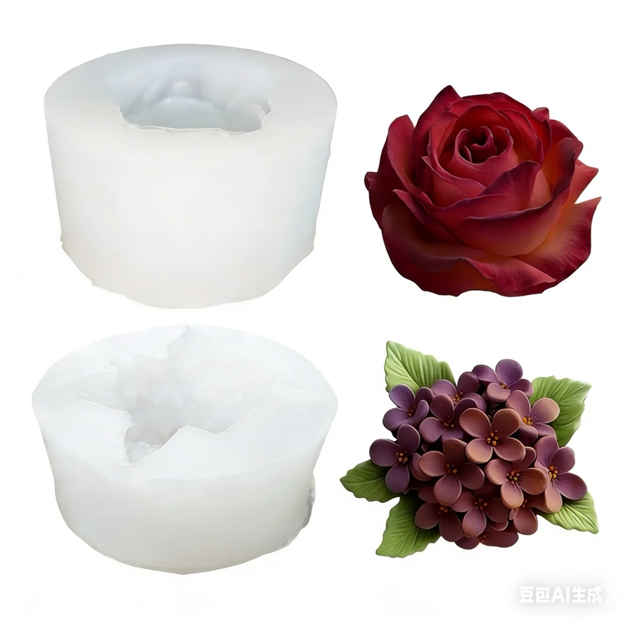 Soap Making Art - 2 Buah Cetakan Silikon Bunga Mawar